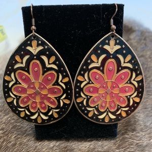 Black and pink statement earrings